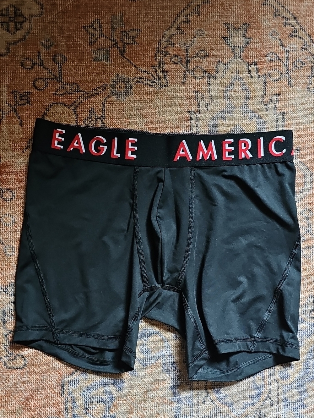 American Eagle "Naughty" Black Boxer Briefs with Red Lettering Waistband